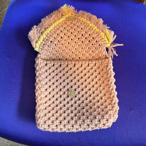 Handmade macrame clutch/bag - Dusty Pink - Picture 4 of 9